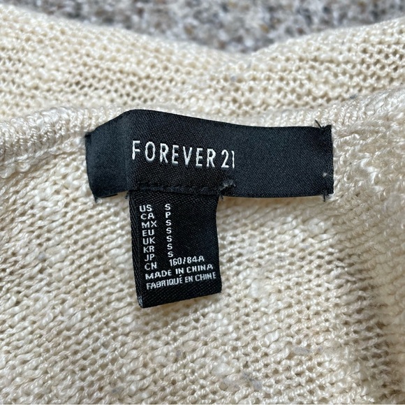 Forever 21 Keyhole Open Back Long Sleeve Sheer Knit Sweater in Cream Tan Small - Picture 5 of 8